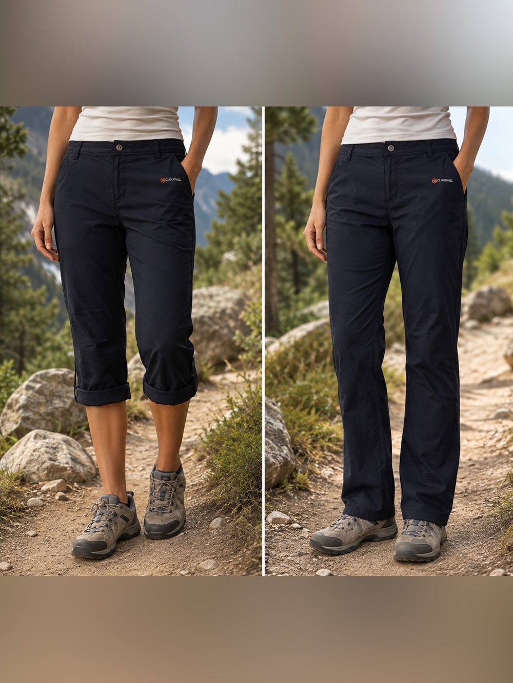 CLOUDVEIL Women’s Black Cargo Convertible Hiking Pants Sz XL Lightweight Stretch